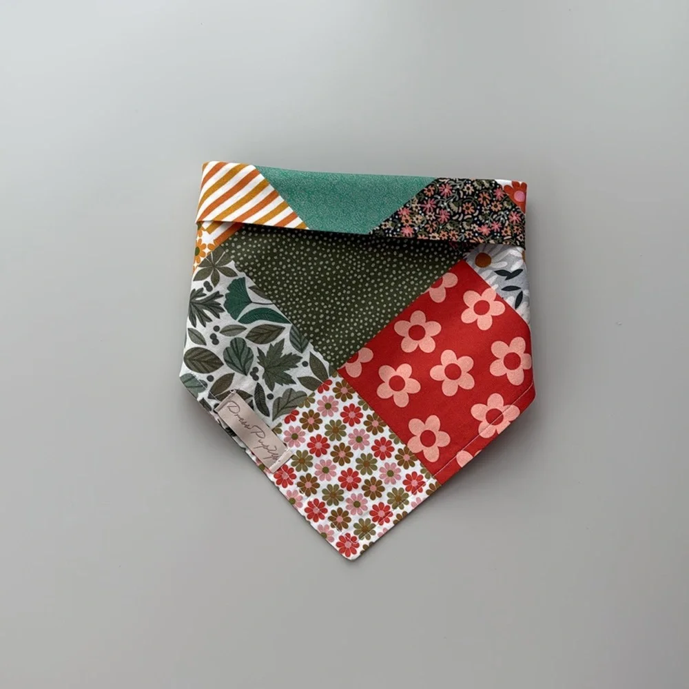 Colorful Patchwork Dog Bandana Handmade
